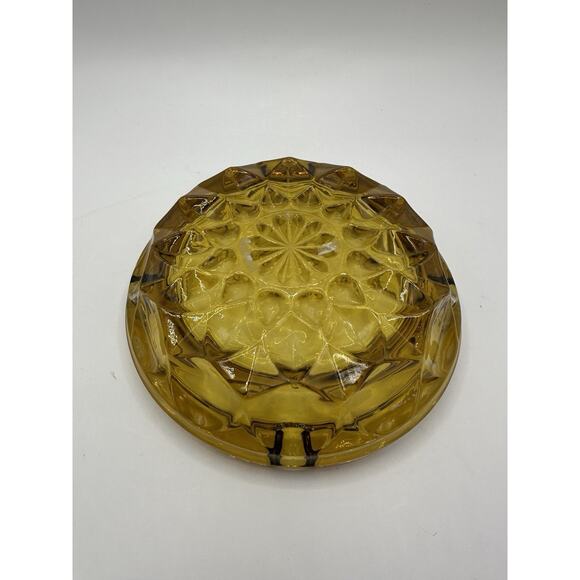Vintage Anchor Hocking Fairfield Amber Gold Starburst 6" Ashtray Heavy MCM - Picture 4 of 6